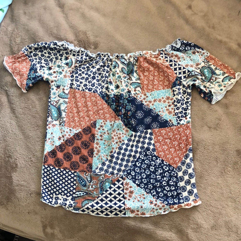 Multi Color Patch Print Crop top